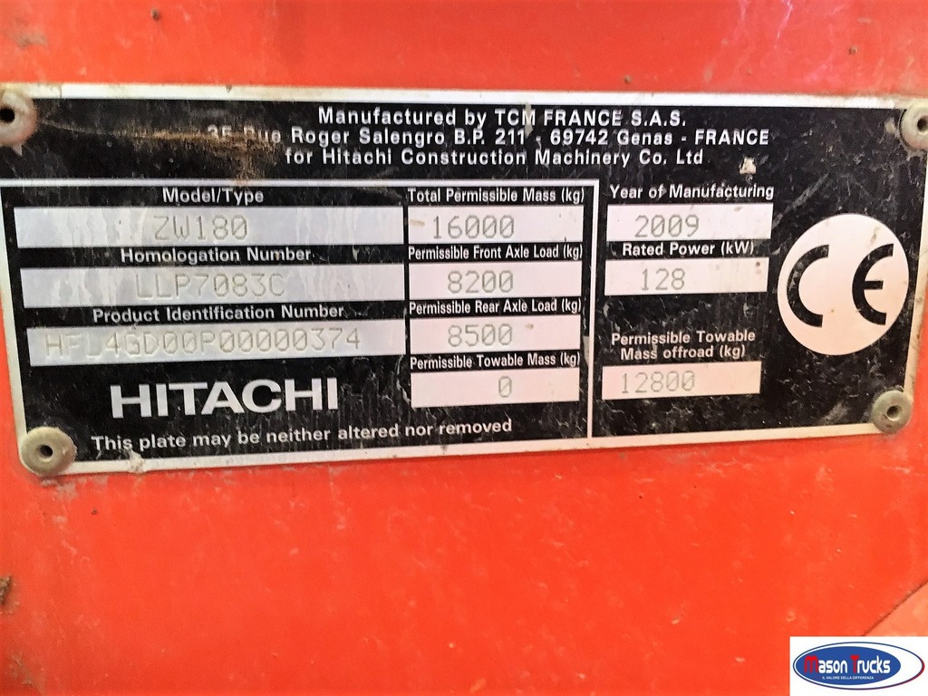 HITACHI ZW180, pala gommata, 2009 in vendita - foto 10