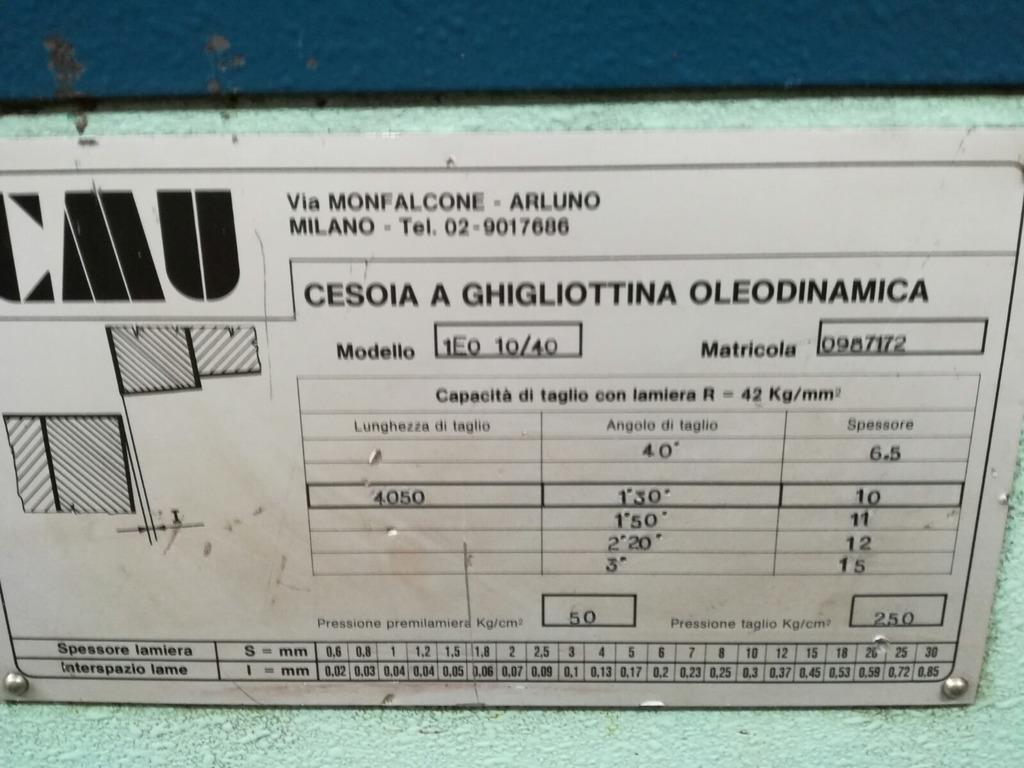 Cesoia a ghigliottina cmu in vendita - foto 3