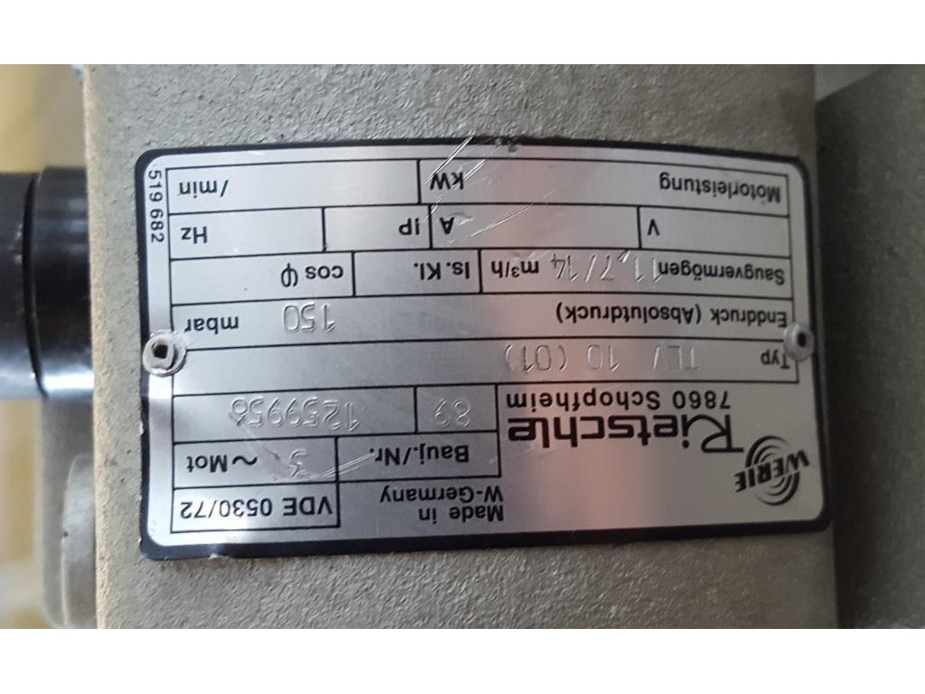 POMPA PER VUOTO - RIETSCHLE - Mod. TLV 10 (01) (Cod. MF-PR-POM-78) in vendita - foto 4