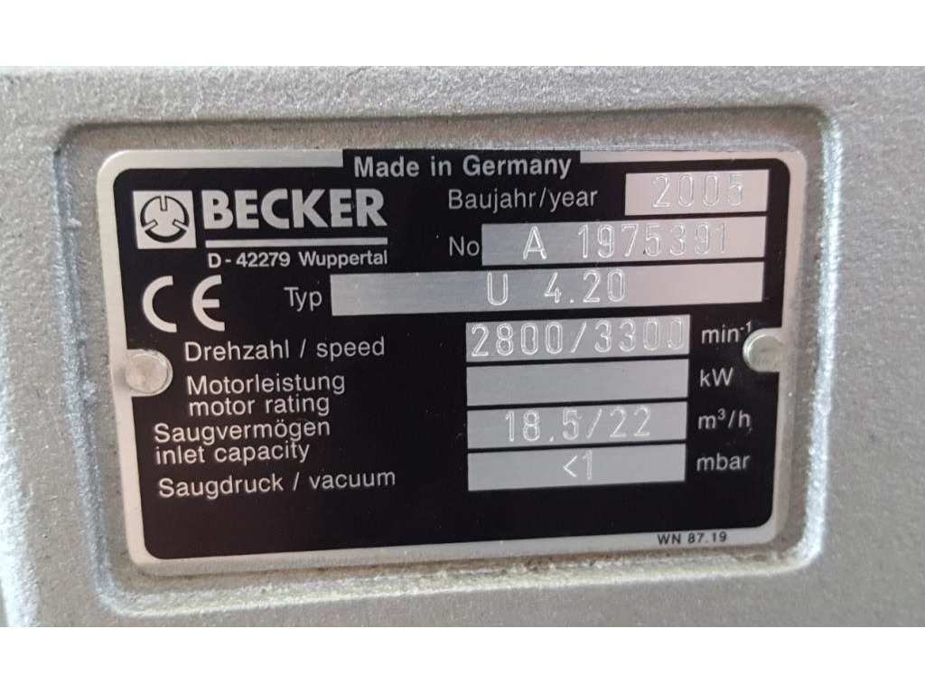 POMPA PER VUOTO A PALETTE - BECKER - Mod. U 4.20 (Cod. MF-PR-POM-76) in vendita - foto 4