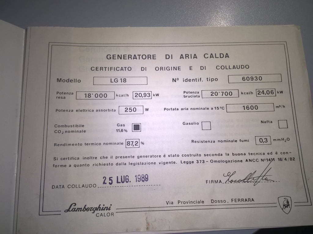 Generatore aria calda Lamborghini LG18 in vendita - foto 3