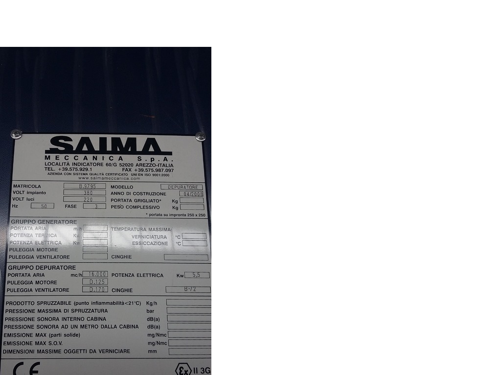 Depuratore SAIMA per cabina verniciatura in vendita - foto 3