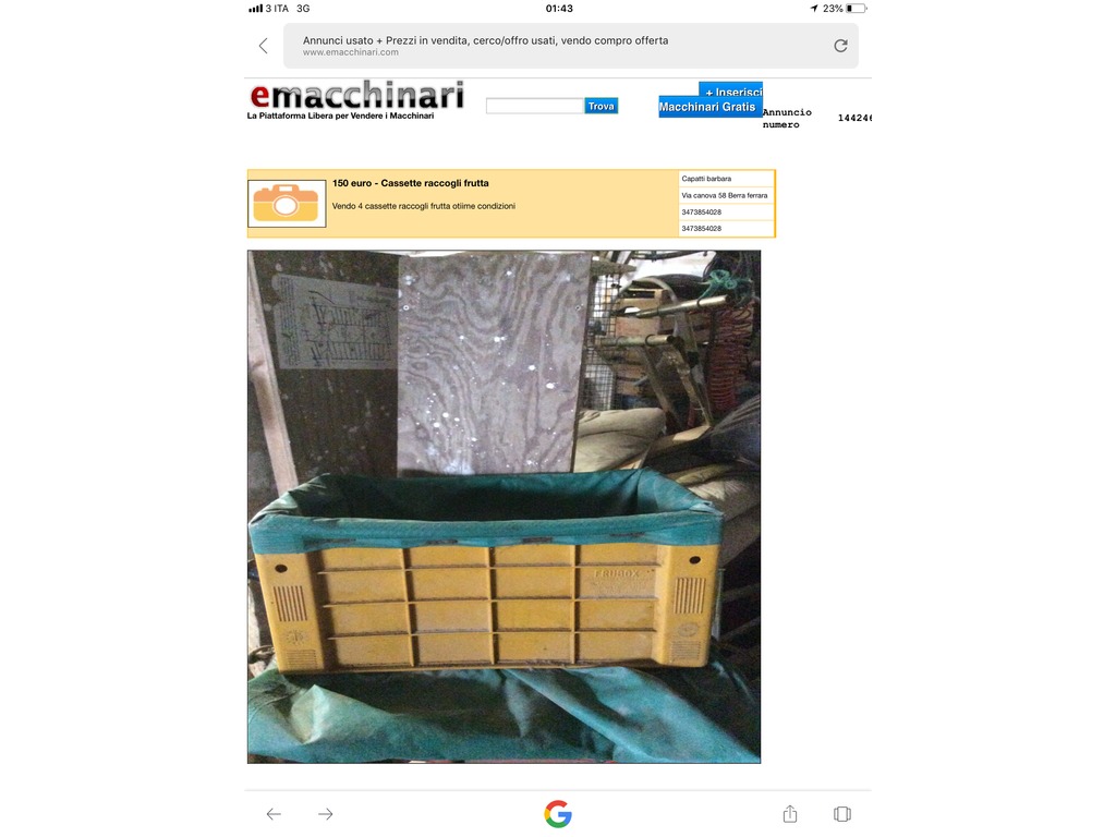 Cassette raccolta frutta in vendita - foto 1