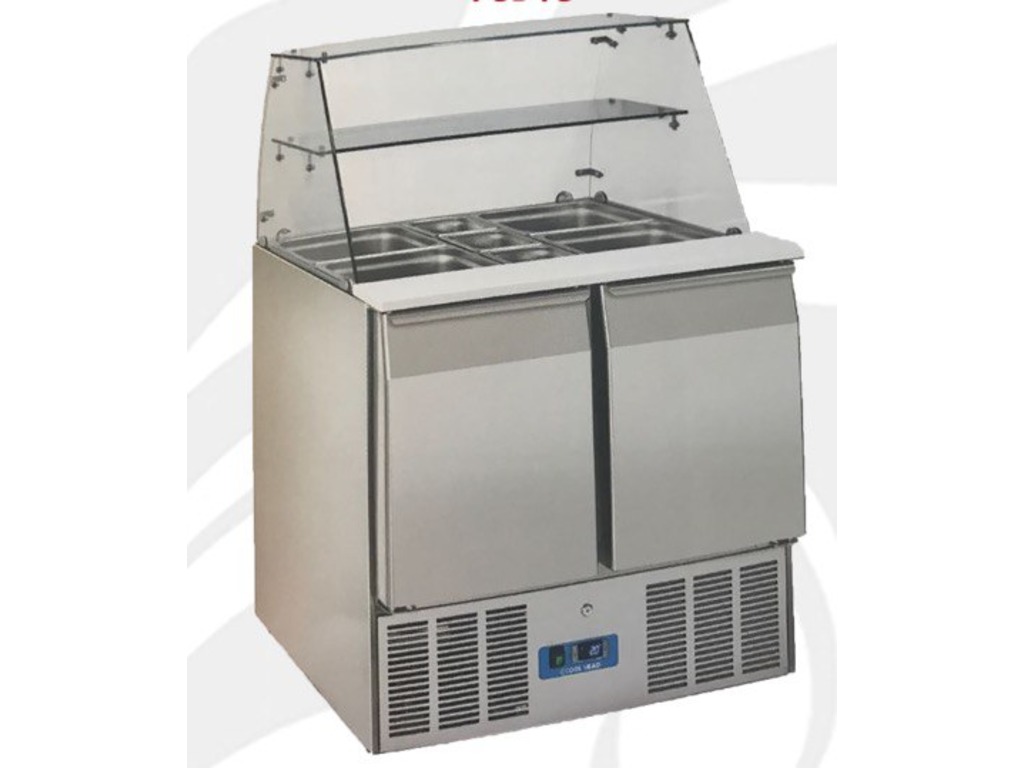 Saladette Acciaio Inox 2 Porte Vetro Curvo in vendita - foto 1
