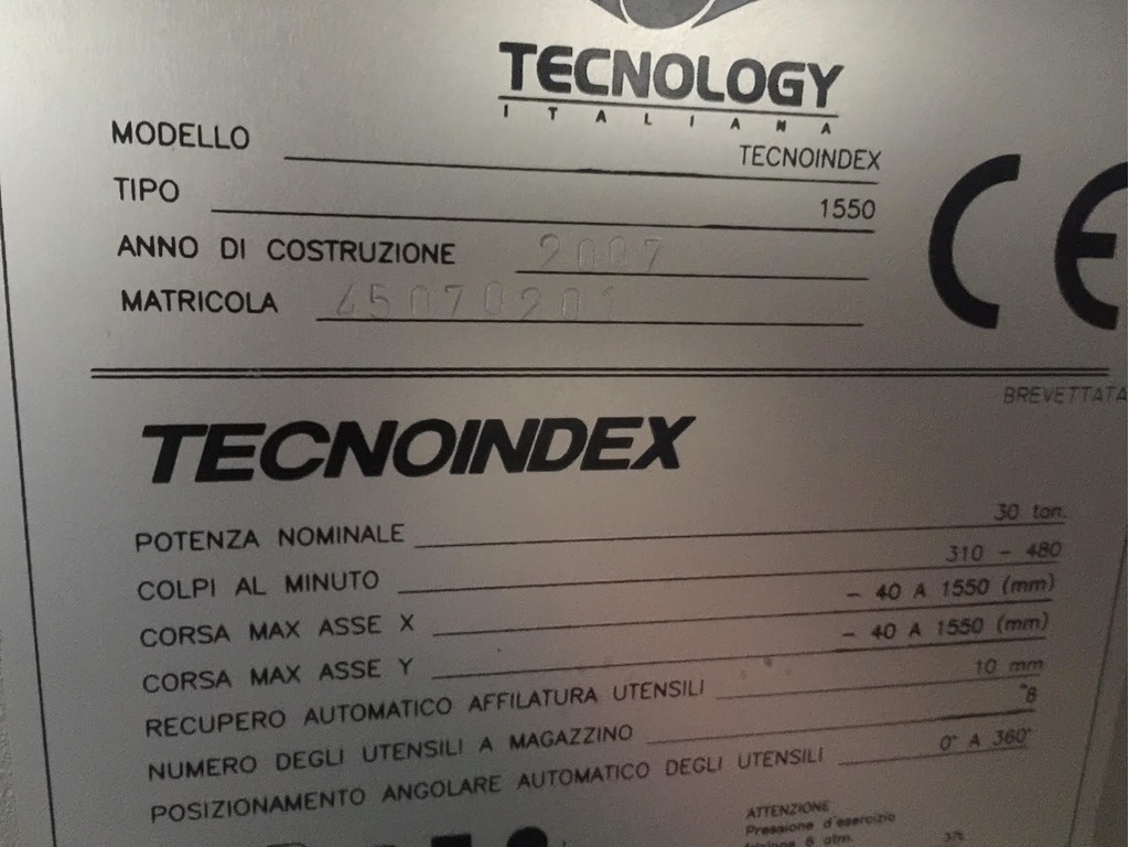 PUNZONATRICE TECNOLOGY MOD.TECNOINDEX 1550 in vendita - foto 4