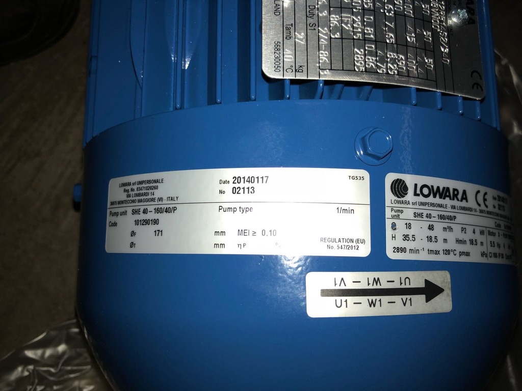 POMPA CENTRIFUGA LOWARA SHE 40-160 / 40 / P 3 FASI 4.0kW in vendita - foto 2
