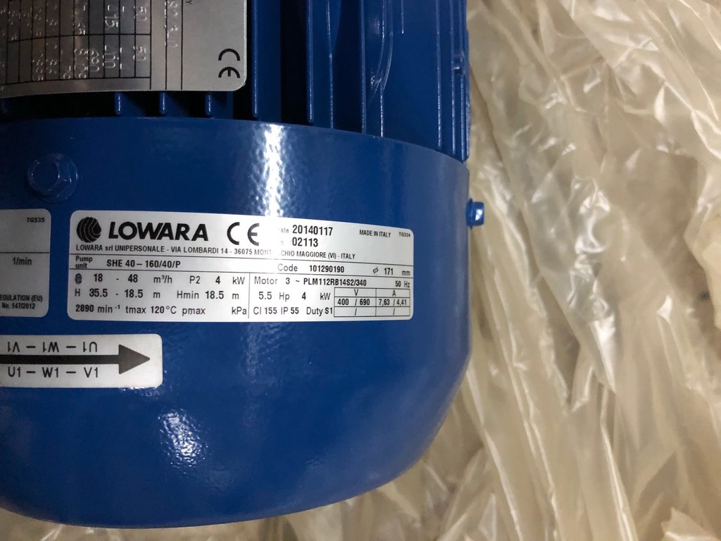 POMPA CENTRIFUGA LOWARA SHE 40-160 / 40 / P 3 FASI 4.0kW in vendita - foto 5