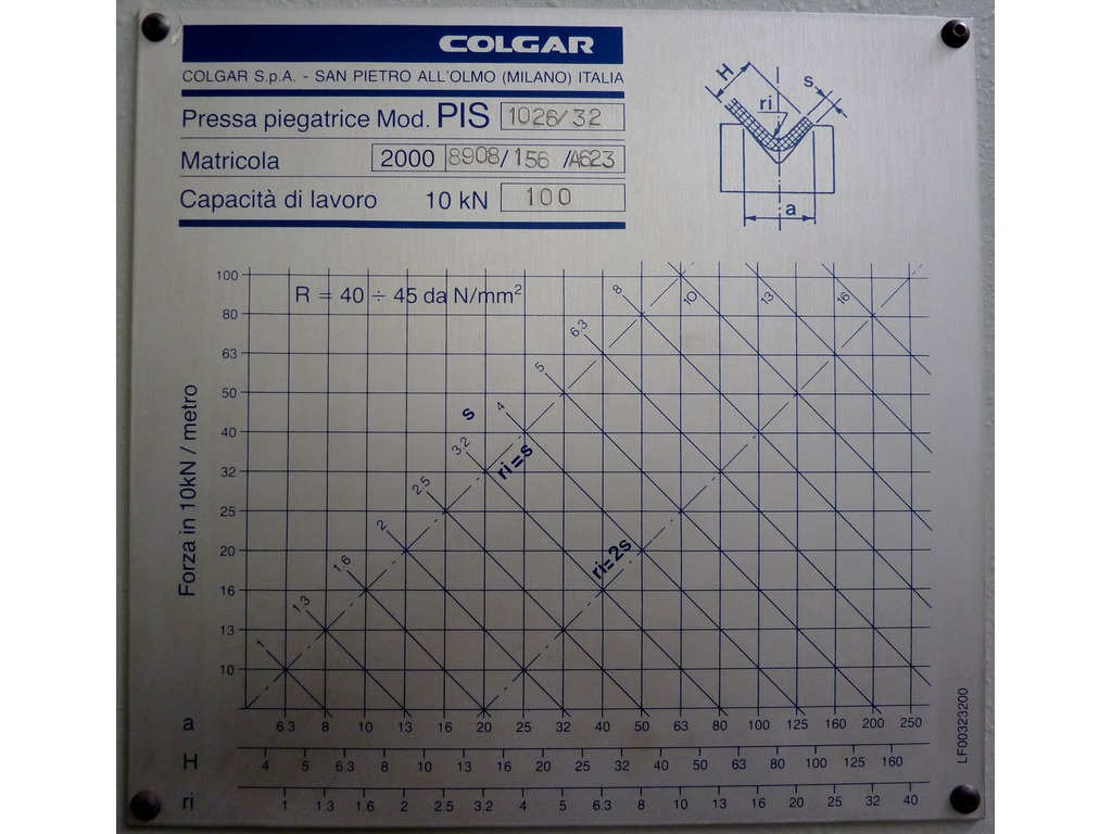 Pressa Piegatrice idraulica “COLGAR” mod. PIS 1026/32 SYNCHRO in vendita - foto 6