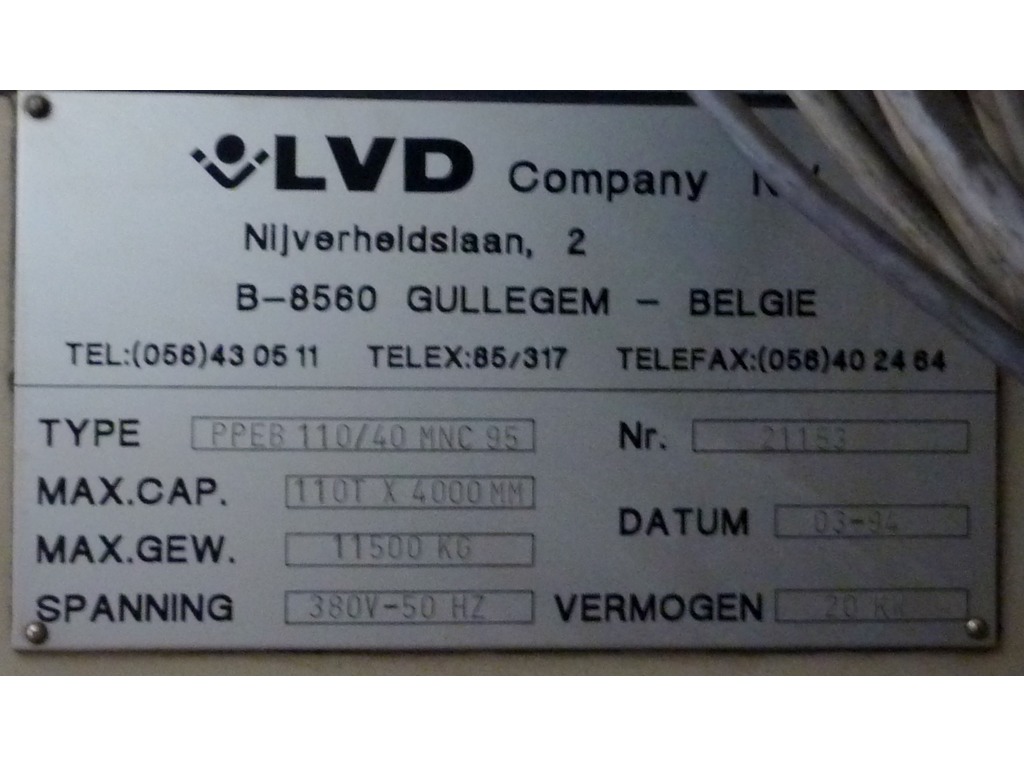 Pressa Piegatrice “LVD” PPEB 110/40 in vendita - foto 6