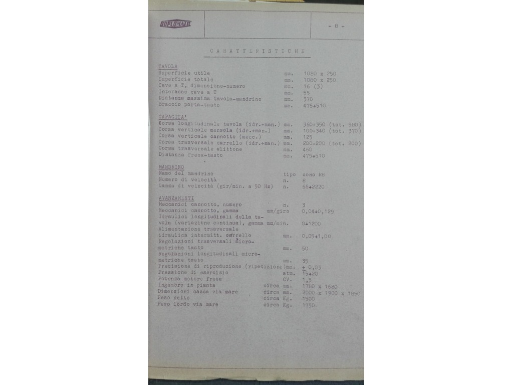Fresa fresatrice meccanica idrocopiante stampi Induma DUPLOMATIC in vendita - foto 5