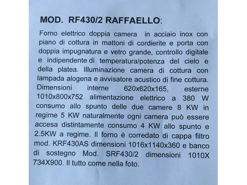 FORNO CUPPONE RAFFAELLO NUOVO ANCORA IMBALLATO in vendita - foto 2