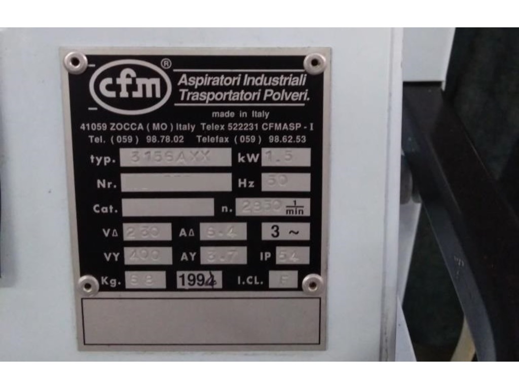 ASPIRATORE INDUSTRIALE PER POLVERI – CFM – MOD. 3156AXX (COD. IND-PR-ASP-37) in vendita - foto 4