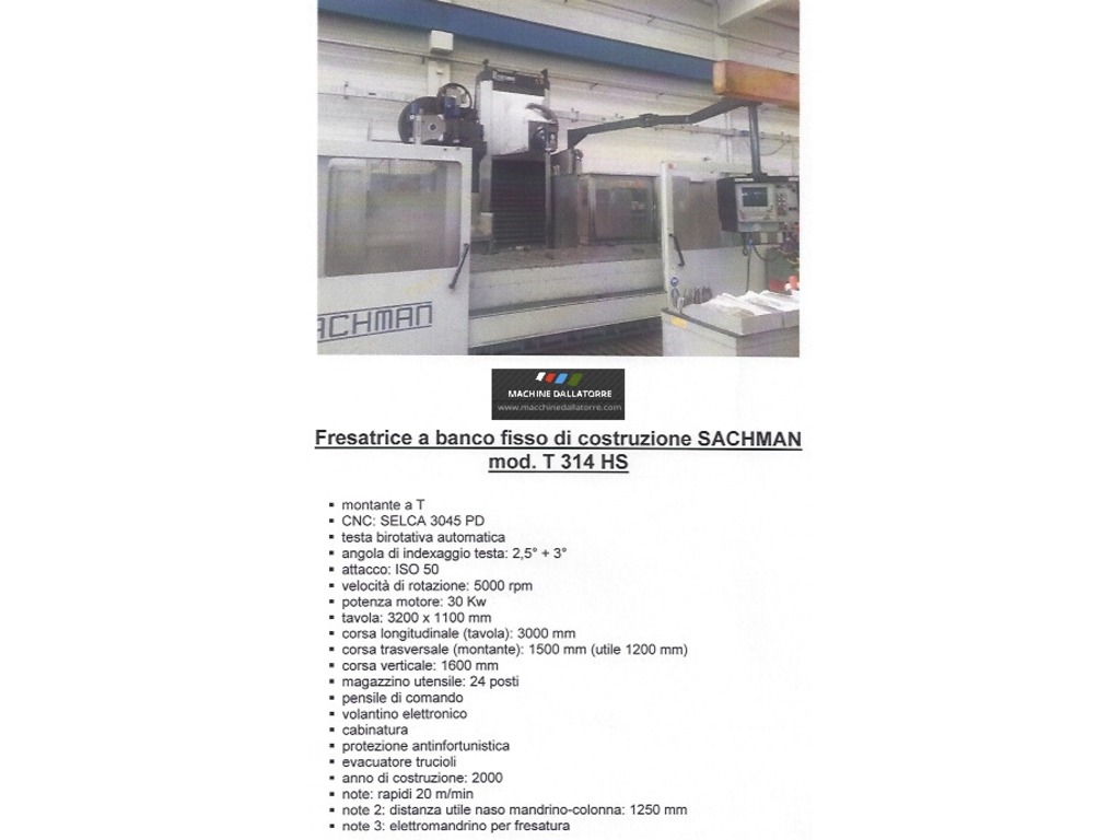 FRESATRICE SACHMAN T 314 HS in vendita - foto 6