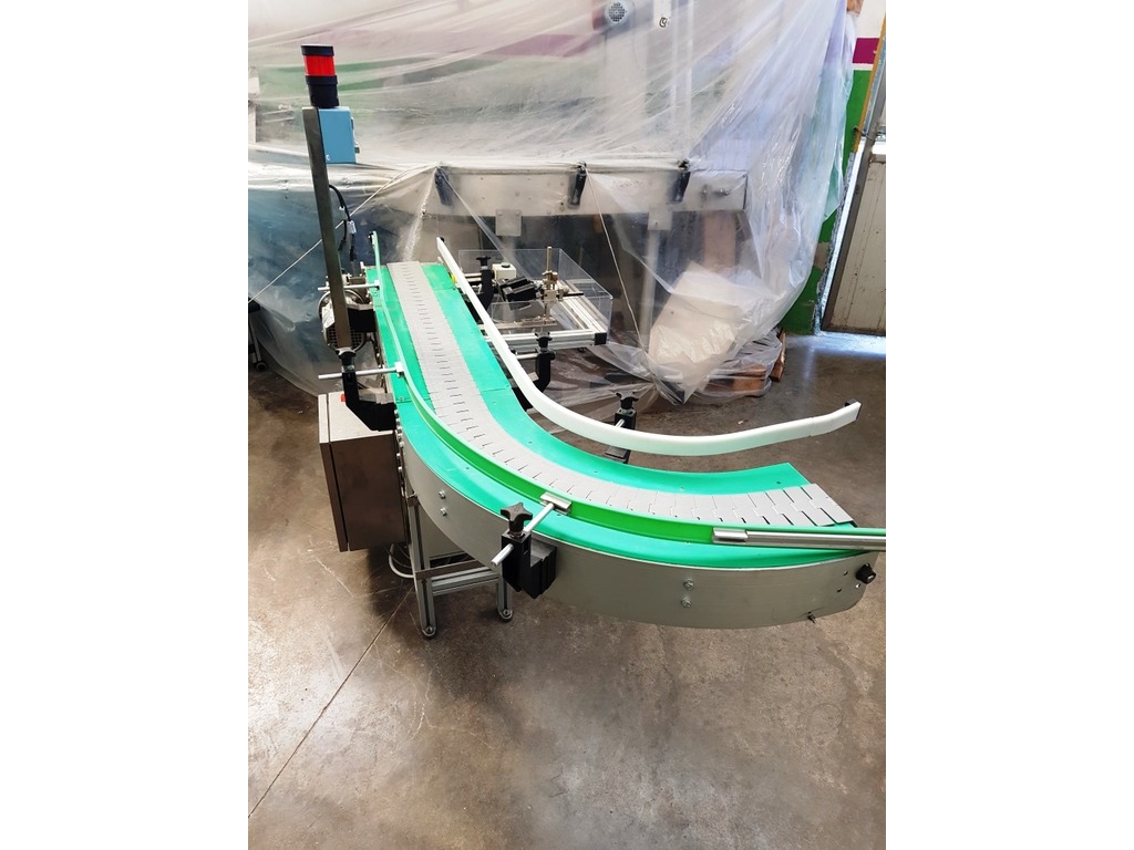 NASTRO TRASPORTATORE MOTORIZZATO A TAPPARELLE CON CURVA A 90° MATERIAL HANDLING (COD. MF-PK-NAS-245) in vendita - foto 1