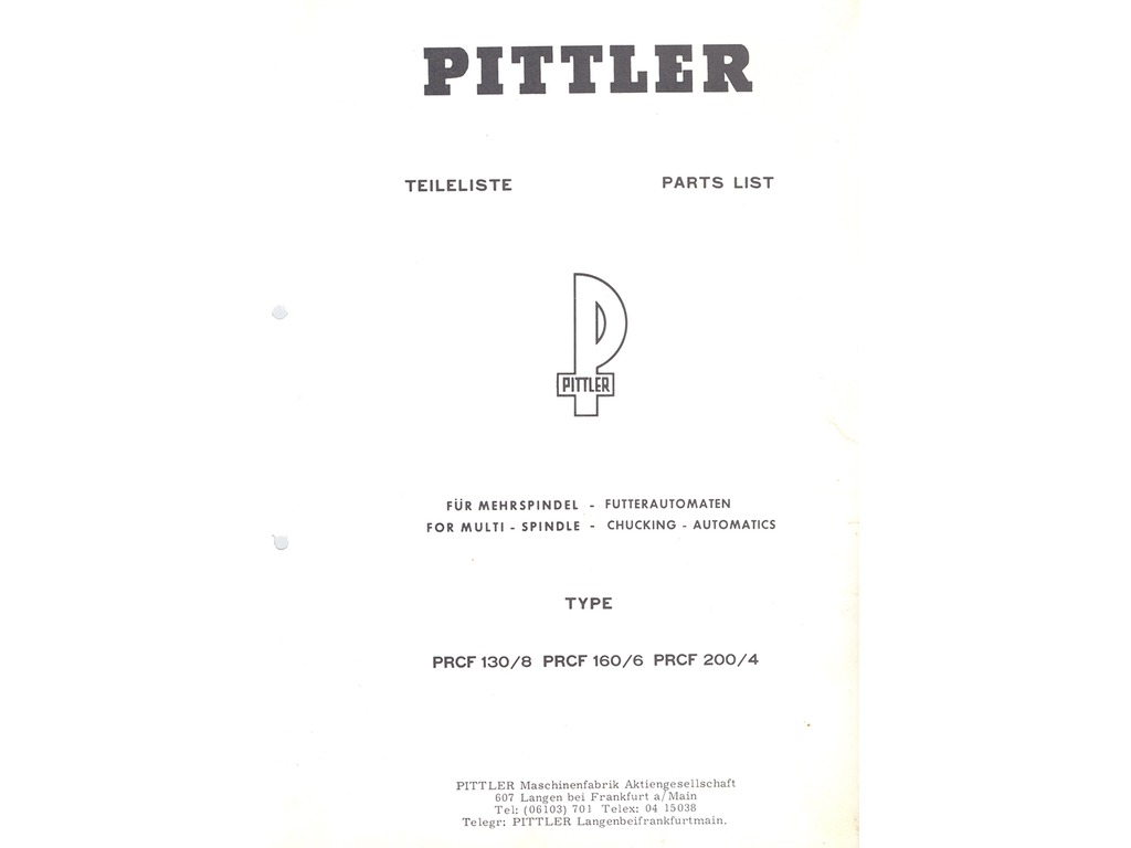 Acme Gridley Pittler PRCF 130/8 PRCF 160/6 PRCF 200/4 Lista delle parti in vendita - foto 2