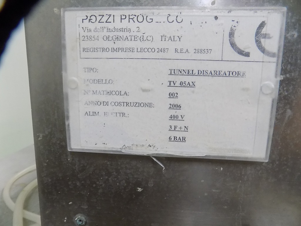 Linea completa con disareatore marca Pozzi Pro Geco con nastri di carico e scarico in acciaio inox in vendita - foto 2