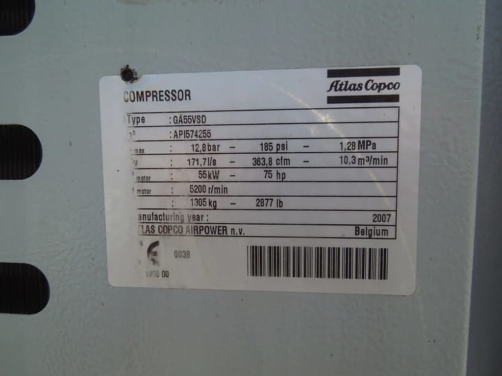 ATLAS-COPCO Mod GA 55 VSD FF   Inverter/Essiccatore in vendita - foto 3