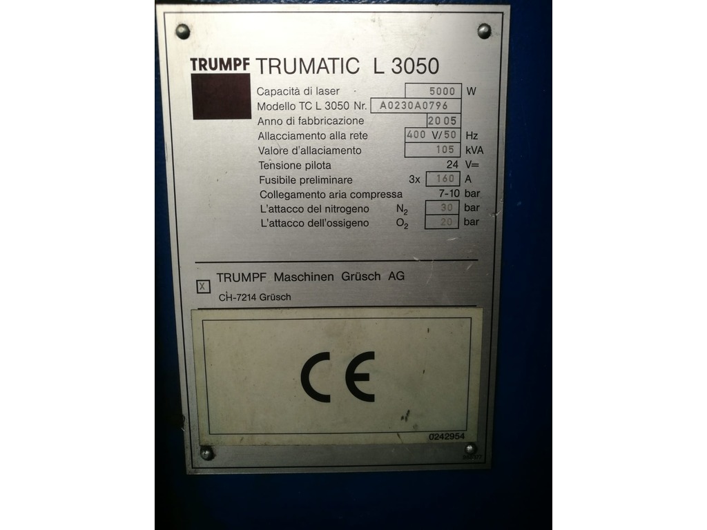 TAGLIO LASER TRUMPF MODELLO TRUMATIC L3050 in vendita - foto 7