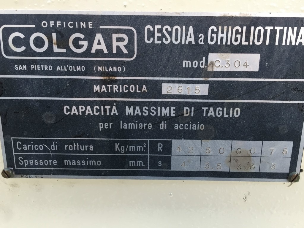 CESOIA A GHIGLIOTTINA COLGAR MODELLO C304 3050 x 4 mm in vendita - foto 5