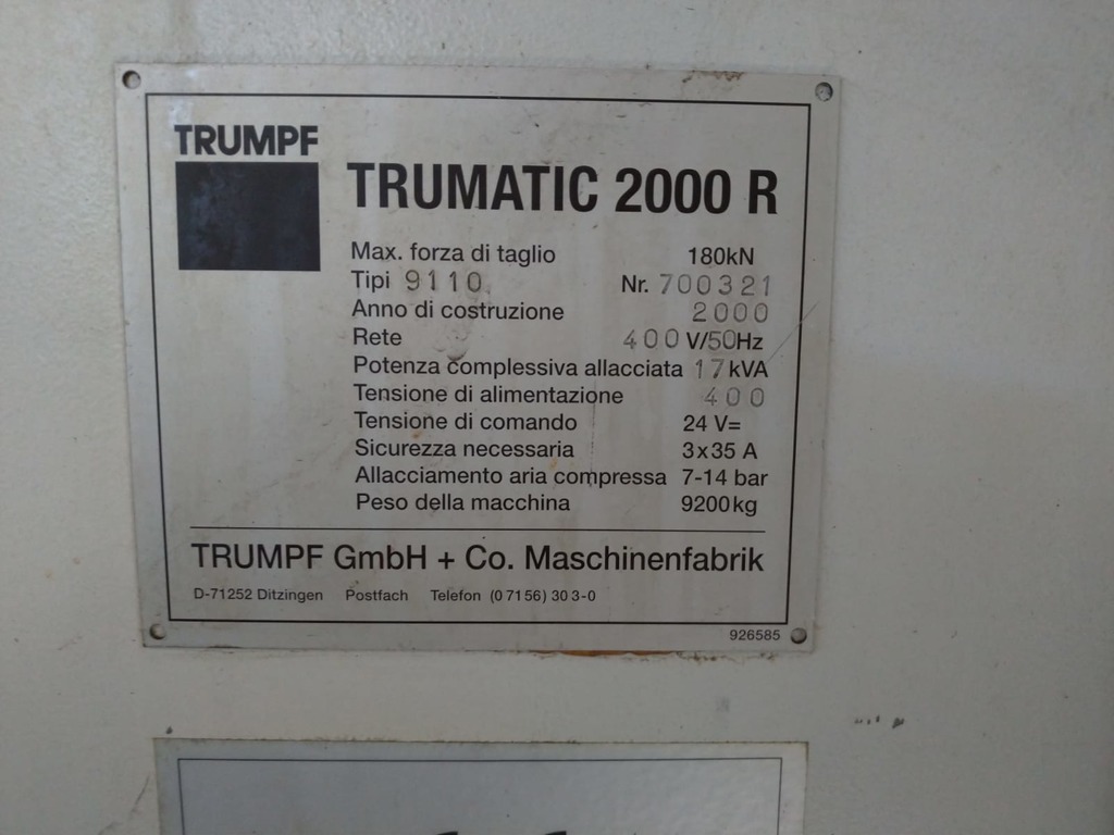 Punzonatrice Trumpf Trumatic 2000 R in vendita - foto 2