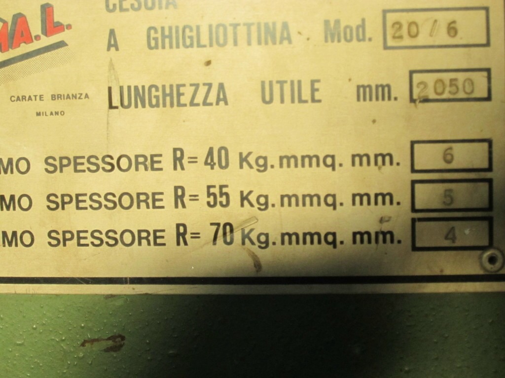 CESOIA A GHIGLIOTTINA IMAL MOD. 20/6 – 2050 x 6 mm in vendita - foto 3
