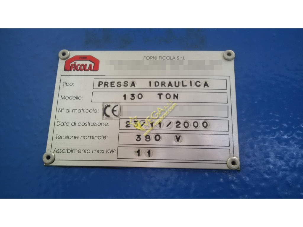 Pressa Idraulica marchiata Ficola mod 130 Ton in vendita - foto 10