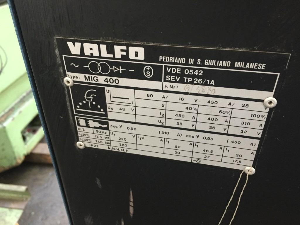 SALDATRICE A FILO VALFO MODELLO MIG 400 400 AMPERE in vendita - foto 4