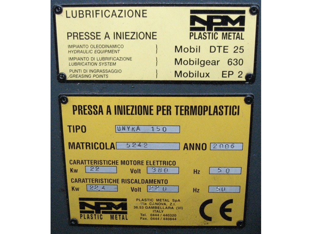 Pressa a iniezione per termoplastici 150 ton Plastic Metal in vendita - foto 5